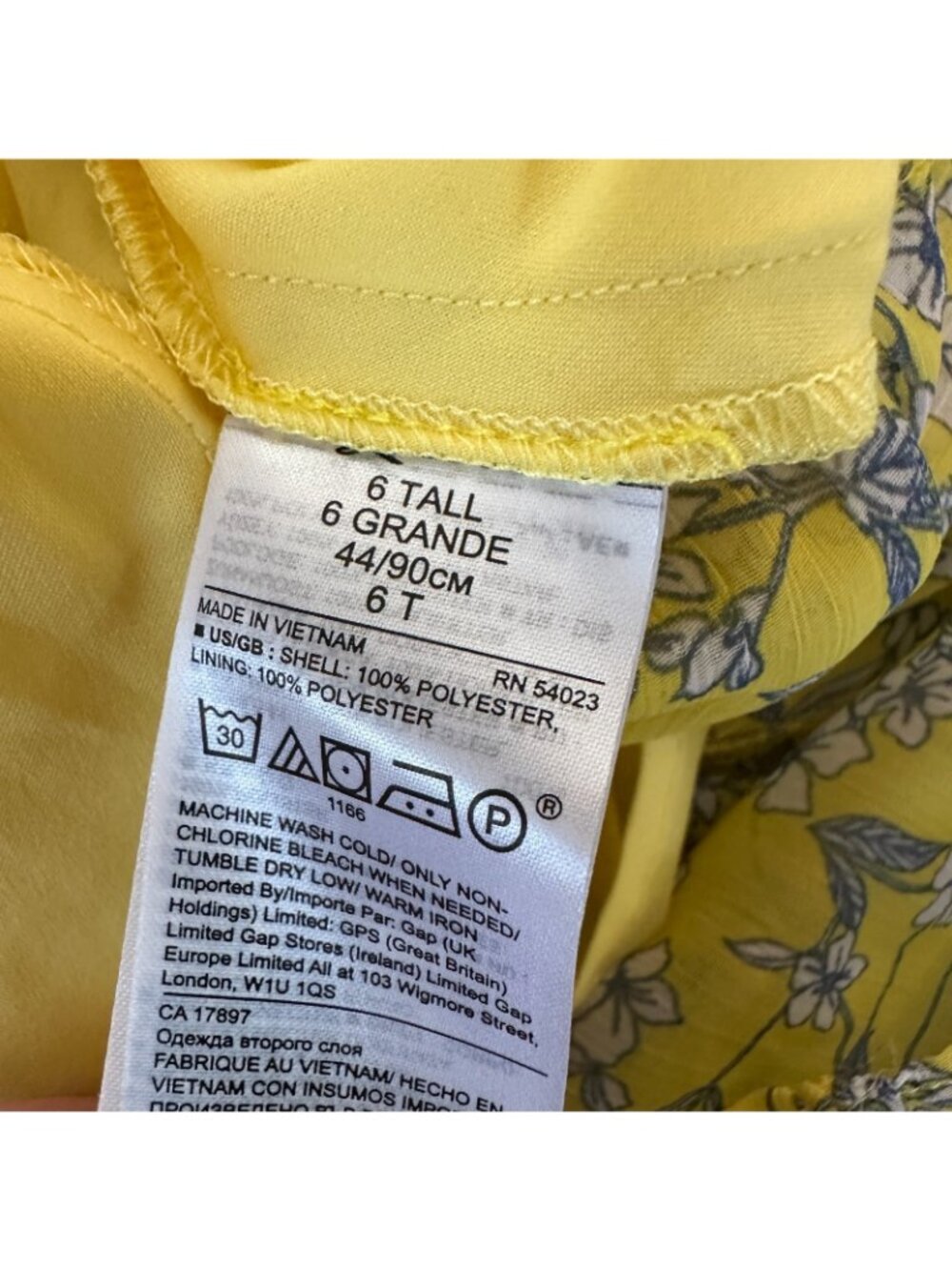 Banana Republic Bright Yellow Maxi Floral Sun Dress Women's 6 Tall Long - Picture 4 of 8